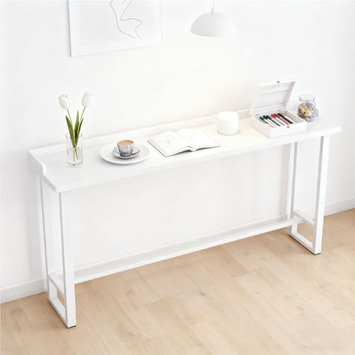 WXZXWXZX Table de Bar Haute Mange Debout Cuisine Comptoir Bar Console Blanche Table d'Appoint Étroite pour Salle à Manger Café Salon Petit Espace(120cm/47.2in)