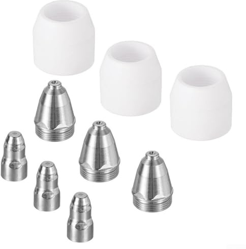 Plasmaschneider-Düsen-Set, 9-teilig, inkl. 1 1 mm Düsen, Elektroden und Abdecktassen für zuverlässiges Plasmaschneiden