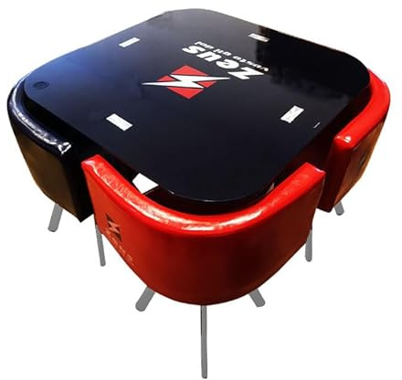 Etoile Tavolo con Piano in Vetro per Zeus Gambe in Metallo Verniciato Sedie in Ecopelle Piedi Relax Sport Tempo Libero Fitness Palestra Free Time Allestimento (Blu/Rosso, 89 x 89 x 73 cm)