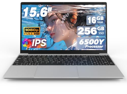 15.6 Inch Backlit Keyboard Laptop, DDR3 16GB SSD 256GB, Celeron 6500Y Processor (Up to 3.4GHz), with Fingerprint Recognition,WiFi,USB 3.0, Webcam, HDMI, Ultral Light Laptop for Students and Business