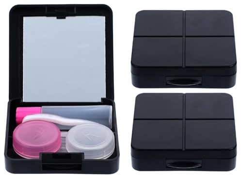 SECFOU 3 Sets Portable Contact Lens Case Box for Contacts Lenses Halloween DIY Eye Companion Box Mirror