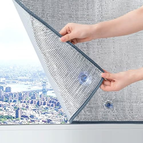 Aluminum Foil Reflective Window Film,9mm Insulation Foil,Total Blackout Sun Protection Film,Anti UV Window Tint,Privacy Protection Glass Tint Sticker for Home,No Glue (90x100cm)