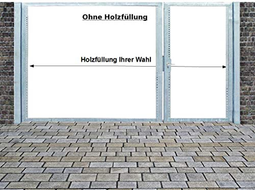 Einfahrtstor Qas Tor Holztor Gartentor Hoftor Verzinkt mit Pfosten Ohne Holzfüllung 2-flügelig 500cm x 160cm