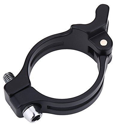Bike Derailleur Clamp, Front Mech Clamp Alloy Braze on Front Mech Derailleur Clamp Adapter Front Mech Black 31.8/34.9mm (34.9mm-Black)