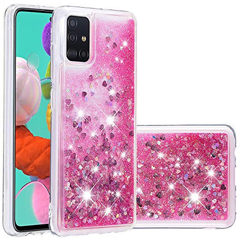 HiCASE Pro Hülle für Samsung Galaxy A51, Süß glänzend funkeln Glitzer Bling flüssigkeit Quicksand schutzhülle klar zurück stoßfest schlank weich TPU silikon stoßstange Abdeckung