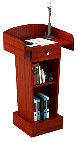 JRPT Dichtebrett Rednerpult, Welcome Desk Einfach Zu Säubern,(Mit/Ohne) Die Schublade (Mit Verkleidungsplatten Und Regalen) Solide/rot / A110×60cm