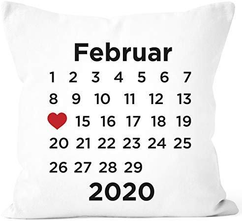 SpecialMe® personalisiertes Kissen Kalender anpassbares Datum Geschenk Liebe Jahrestag Hochzeitstag Hochzeitsgeschenk weiß 40cm x 40cm