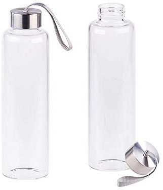 PEARL Glasflasche: 2er-Set Trinkflaschen aus Borosilikat-Glas, 550 ml, spülmaschinenfest (Glasflasche spülmaschinenfest, Trinkflasche Borosilikatgla, Smoothie)