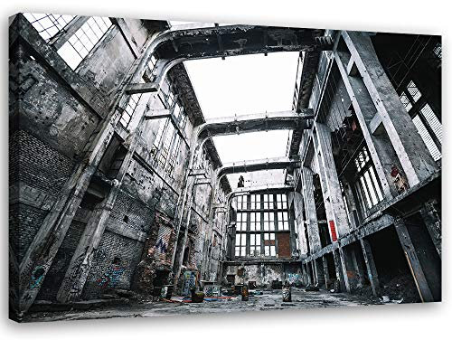 Leinwandbild XXL Architektur Wandbild Kunst Fabrik Grau 120x80 cm