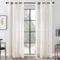 MRTREES Voile Gardinen Kurz Vorhang Halbtransparent Streifen Stores Schals mit Ösenschal Moderner Wohnstil Weiß+Khaki 225×140cm (H×B) für Dekoration Kinderzimmer Wohnzimmer Schlafzimmer 2er-Set