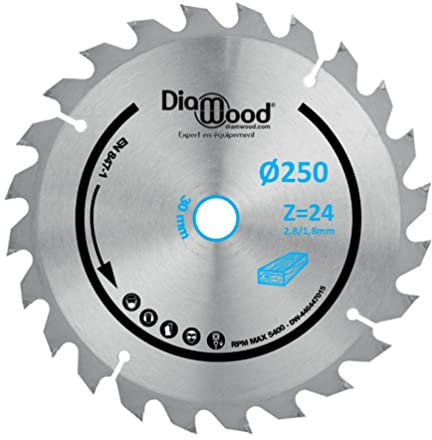 Lame de scie circulaire HM débit D. 250 x Al. 30 x ép. 2,8/1,8 mm x Z24 Alt pour bois - Diamwood