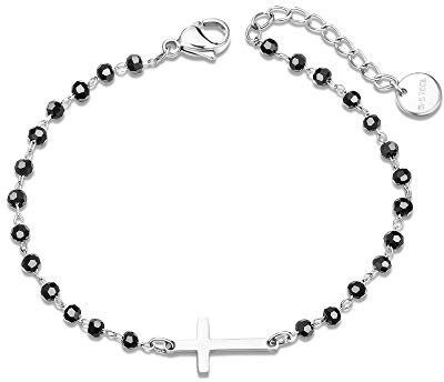 Bracelets pour Homme et Femme en Acier Inoxydable, avec Pendentif Croix, Bracelets Couple Amoureux