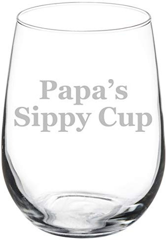 MIP Brand Wine Glass Goblet Papa's Sippy Cup Grandfather Funny (17 oz Stemless)