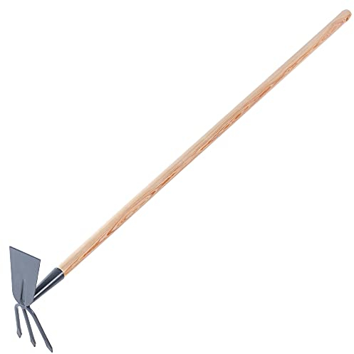 KADAX TASE Fatto di METALE, TACCA Garden con Un Gambo Lungo in Legno, Doppia casa per Giardino per allentamento, Ventilazione e Erbacce del Pavimento, Zappa di Erba
