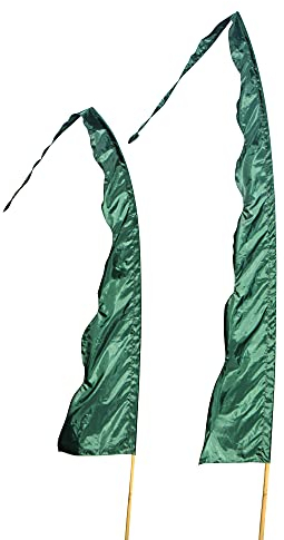DEKOVALENZ Tessuto per Bandiera Balinese Wave con Punta a Forma di Cuore, Diversi Colori e Lunghezze, Lunghezza:3 Meter, Colore:Verde Scuro