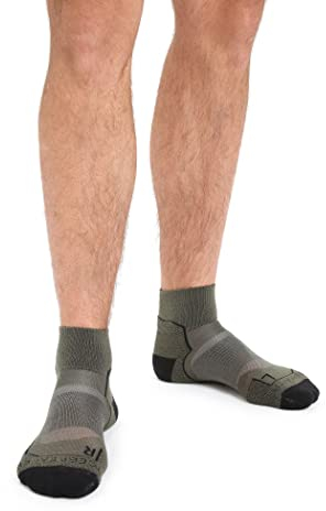Icebreaker Herren Hike+ leichte Mini-Socken, Loden Green/Black/Gristone Heather, Medium