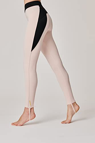 Leggings rosa sportivi donna con staffa
