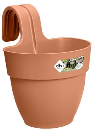 Elho Vibia Campana Easy Hanger S 21 - Planteur pour Balcon & Extérieur - Ø 20.5 x H 26.5 cm - Marron/Terre Cuite