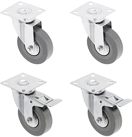 GTV - Set aus 4 Lenkrollen für Möbel Ø75mm, Möbelrolle GREYROLL, grau, 2 Rollen mit Bremse und 2 Rollen ohne Bremse. KM-GREYROLL-75MM-SET-2xBH-2xZH, Ø 75 mm