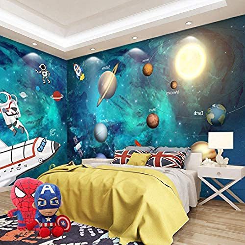 XHXI Enfants Chambre Papier Peint 3D Stéréo Étoilé Chambre Fond Peinture Murale Dessin Animé Marvel Garçon Chambre Décor Papier Peint 3D de séjour Chambre à coucher Salle de séjour Mural-430cm×300cm