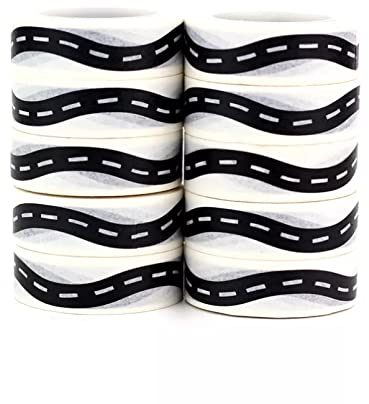 Washi Tape 10pcs Dekorative gebogene Straße Washi Tapes Papier DIY Scrapbooking Planer Selbstklebende Masking Tapes Kawaii Schreibwaren