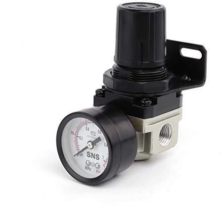 SNS Druckminderer Druckregler Druckregelventil Druckluftregler 1/4PT 0.05~0 85MPa mit Manometer und Halterung für Kompressoren AR2000-02