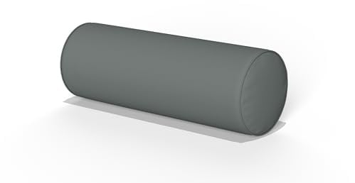 CHILIMILII Round Cervical Roll Bolster Pillow with Removable & Washable Cotton Cover, Round Pillow for Lower Back, Knees, & Neck Support, Great for Massage and Yoga (Grey, Medium (15x45cm))