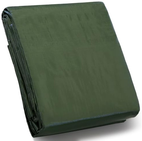 STARPYNG Bâche verte 140 g/m², 5 m x 6 m, imperméable, résistante aux UV, aux intempéries, couverture pour voitures, bateaux, cours, camping, bâche en bois