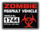 MACMRD Auto Aufkleber 15 X 11,2 cm Fashion Zombie Assault Vehicle License Retroreflektierende Autoaufkleber Motorrad-Aufkleber