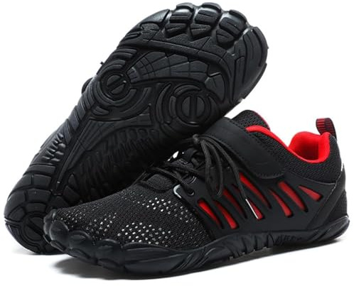 MIFAWA Barefoot Shoes Men's Black/Red, Zero Drop, Wide Toe Box, Rubber Sole, Hiking, Size 11