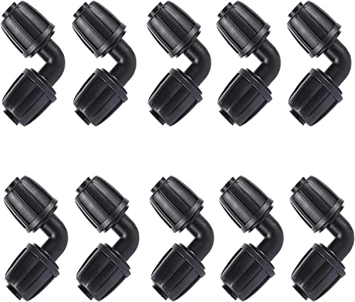 Hydrogarden Codo de riego por goteo de 1,27 cm, conector Perma universal, ajuste de bloqueo de púas, se adapta a todas las marcas de tubos AG de 16 a 17 mm (10, codo)