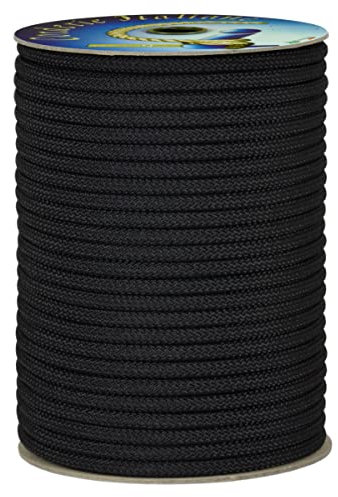 Corderie Italiane 006086376 Doppia treccia skipper alta tenacità, nera, 6 mm - 10 metri