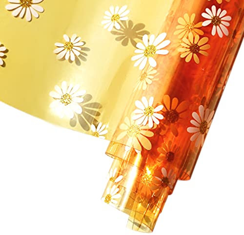 HYANG Transparent Daisy PVC Leder Vinyl Blätter, PVC Leder Stoff Blätter 1 Rolle 12 x 53 (30cm x 135cm) Perfekt für handgemachte Bögen, Ohrringe, Handtasche, Nähen, Handwerk (Hellbraun)