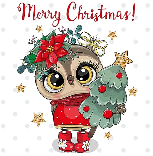 20 Servietten Weihnachten Weihnachtseule im Cartoon-Stil als Tischdeko. Papierservietten mit Motiv. Auch für Decoupage und Serviettentechnik 33x33cm