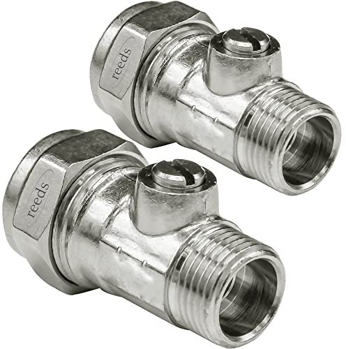 2X Reeds 15mm X 3/8inch Male Iron Flat Faced Isolating Valve for Tap Connector Flexi Pipes - Pack of 2