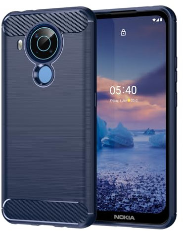 Jhxtech Schutzhülle für Nokia 5.4, TA-1340, ultradünne Handyhülle mit stoßdämpfender Kohlefaser-TPU-Gummi-Schutzhülle für Nokia 5.4, Marineblau