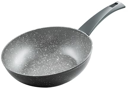 Zanetti - Durapietra, sartén wok inducción 24 cm, sartén wok antiadherente apta también para inducción, diámetro 24 cm, color gris