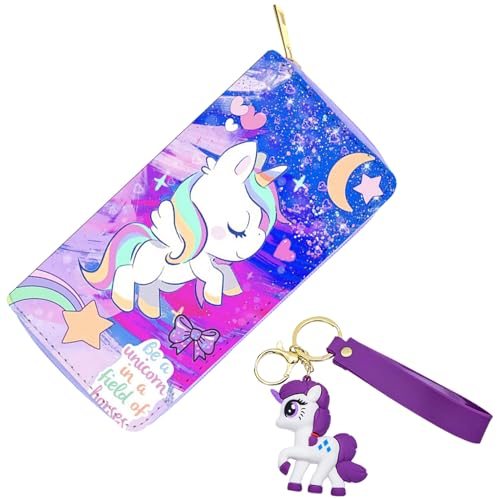 ZIGefofo Geldbörse PU Leder mit Schlüsselanhänger Anime Geldbeutel mit Reißverschluss Langer Stil süßes Brieftasche Geschenk für Anime Fans Kinder Teenager