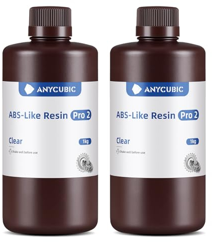 ANYCUBIC ABS-Like Resin Pro 2, 3D Printer Resin with Enhanced Strength and Toughness, High Precision and Minimal Shrinkage, Widely Compatible with All LCD 3D Printers(Clear, 2kg)