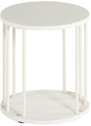 HDANI Runder Sitzhocker Kinder und Erwachsene,Tritthocker,Kleiner Pflanzenhocker,Fußhocker für Bad, Küche,Schlafzimmer,Büro,30×30×34.5cm,Holz Weiß,1er Set