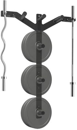Vlaeng Wall Mounted Weight Plate Holder & Barbell Rack | Multipurpose Storage for Bars and Plates Load capacity up to 1000LBS | Perfect for Garage Home Gym Strength Training