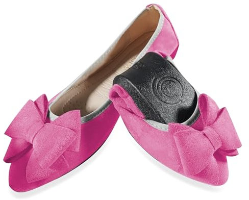 MACHSWON Ballet Flats for Women Comfortable Women's Flats Ballerina Folding Pumps Casual Dress Pointed Toe Khaki Flats Shoes Women(Rose, Size 7.5)