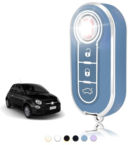 TOOMUME Coque Clé, Etui Cles Étui Clés Adapté pour Fiat 500 Punto Bravo Panda Abarth Doblo Ducato Idea Linea Ulysse Tipo Lancia Ypslon Delta Musa, Couvre Clef Cache Cle Voiture Telécommande - Flip Key