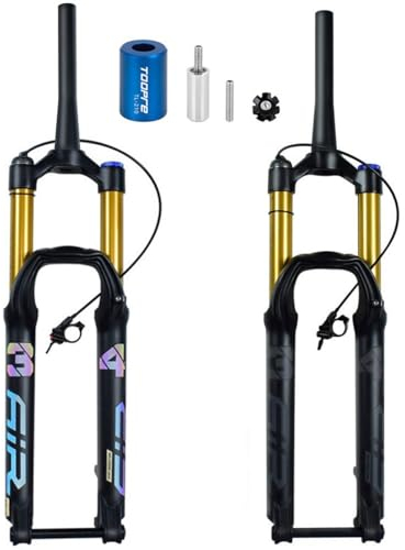 Mountain Bicycle Suspension Forks 27.5 29 Inch Ultra-Light MTB Bike Front Fork 160mm Travel 28.6 Threadless Tapered Steerer Thru Axle 15 * 100MM Damping (Color : Gold remote, Size : 27.5inch)