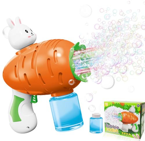 Karotten Blasenmaschine Seifenblasenmaschinen Seifenblasenpistole,Elektrische Bubble Gun Machine Automatische Seifenblasen mit 10 Löcher Spielzeug Pistole für Kinder Erwachsene Spielzeug