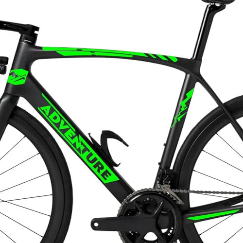 Kit mit 7 Aufklebern für Fahrrad, Universalrahmen, Mountainbike, Rennrad, Cross, Fat Bike, Downhill elektrisch, Rahmen, Abenteuer, Artikelnummer 2407 (069 Neongrün)