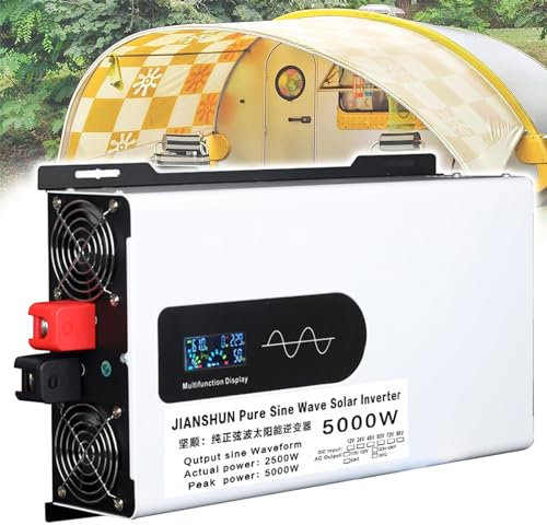 5000W Pure Sine Wave Power Inverter 12V 24V 48V 60V 72V DC to 110V 220V AC Voltage Converter with LCD Display, for Home/RV/Truck/Car/Camping/Solar,24V5000W