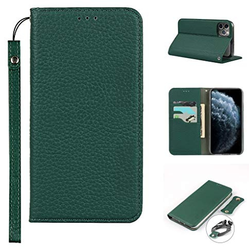 CAVOR HandyHülle kompatibel mit iPhone 11 Pro Hülle,Flip Echtleder Geldbörse Handyhülle,[3 Kartenfächer][Magnetisch][RFID Blocker],Klapphülle kompatibel mit iPhone 11 Pro - Dunkelgrün