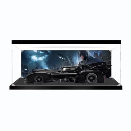 SUNHON Figuren-Displaybox für LEGO 76139 für Batmobile 1989, Acryl, staubdicht, transparent, benutzerdefinierte Vitrine (kein Modell) (Hintergrund + Top Lightbox)