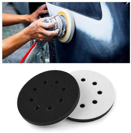 2 Pcs Hook and Loop Soft Sponge Cushion Buffing Backing Pads, 5 Inch 8 Hole Thick Soft Density Interface Buffer Mat, Foam Pad for Orbital Sander & Polishers, Universal Auto Accessories